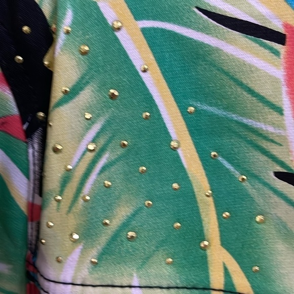 NWOT Diane Gilman colorful tropical jacket w/ gold buttons & embellishments. 2X - Picture 3 of 13